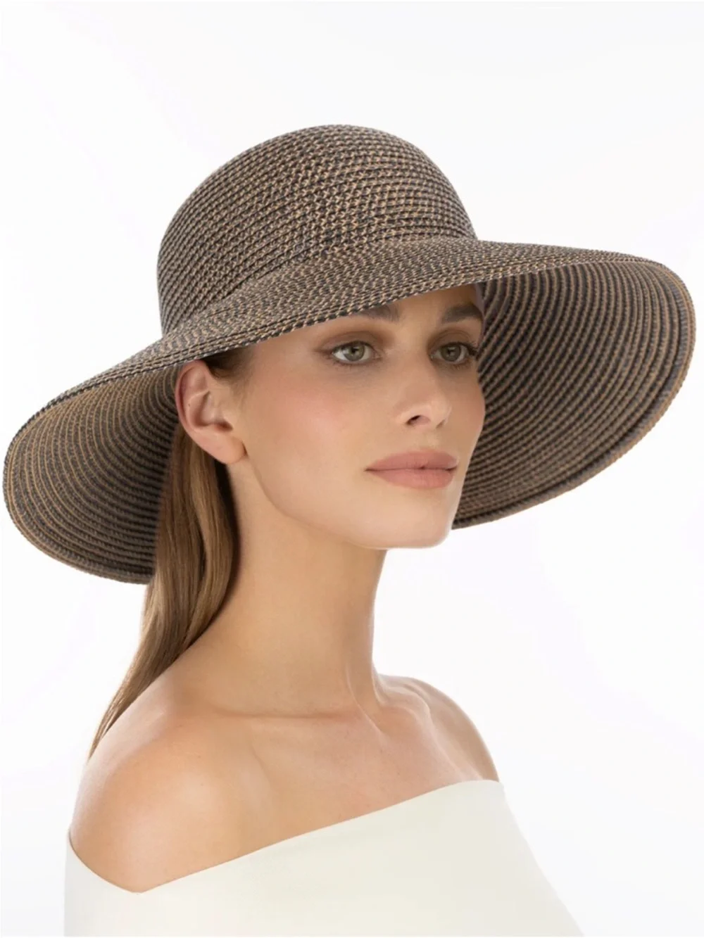 Eric javitz brown woven straw packable hat size large (rubbed off tag) - Picture 2 of 14